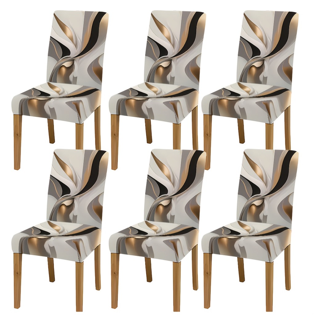 TEMU Luxury Marble-patterned Stretchable Dining Chair Covers Suitable For & Hotel Use, Elastic Closure, Machine Washable Sofa Protectors With Marble,