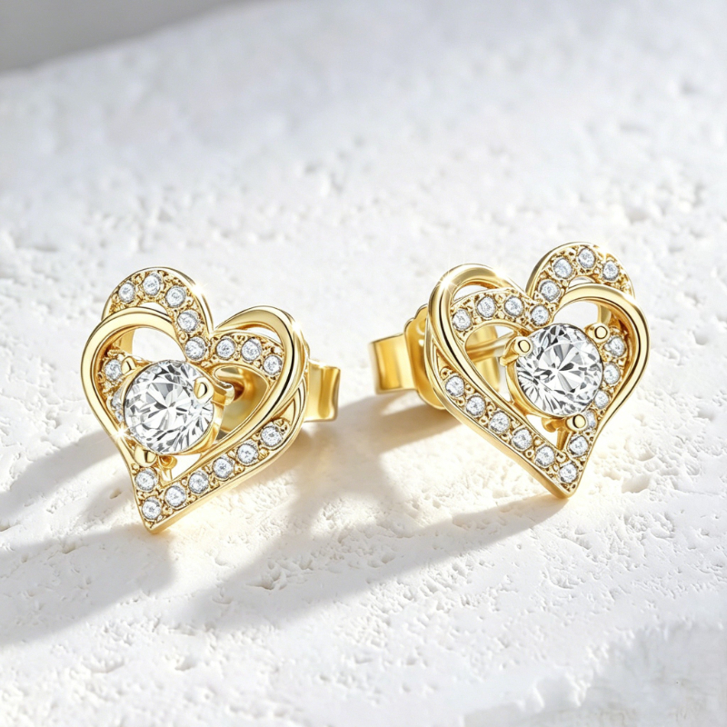 TEMU Une paire de clous d'oreilles de cœur en Moissanite de 0,5 carat pour hommes et femmes, cadeau pour les mères pour des Mères, pour , banquets,