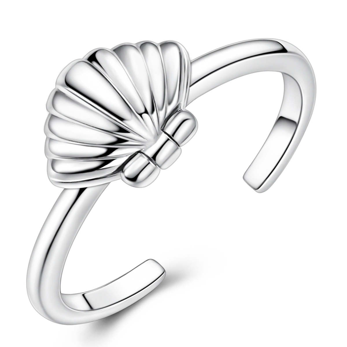 TEMU 1pc Anillo de Perla con Concha Abatible Plateada Blanca K, Esmalte Rosa-Azul, Tamaño Ajustable para Mujer, Estilo Romántico Oceánico, Regalo