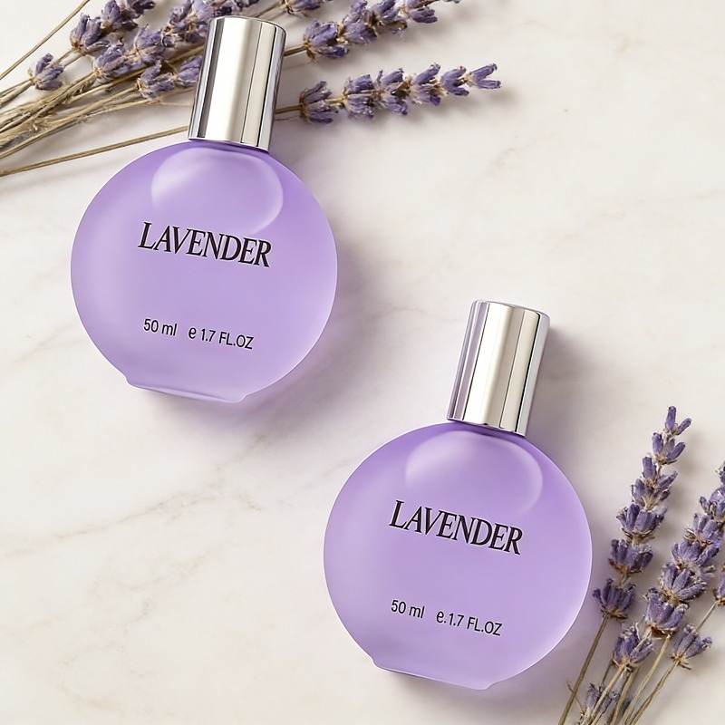 Image of A Pair Of 1.69 Fl Oz Bottles Of Luxurious Lavender Perfume, Suitable For All Genders - A Eau De Toilette With An Aluminum Spray Nozzle. Perfect For Valentine's Day, Christmas, New Year Celebrations