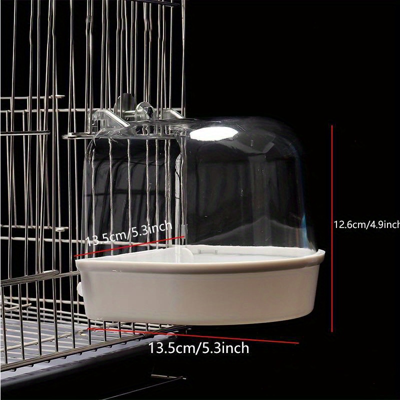 1pc-upgraded High Transparent Hanging Bird Bath With Screws, Pvc Material, Used For Bathing And Feeding, Easy To Clean, Bird Cage Additions, Suitable For Parrots And