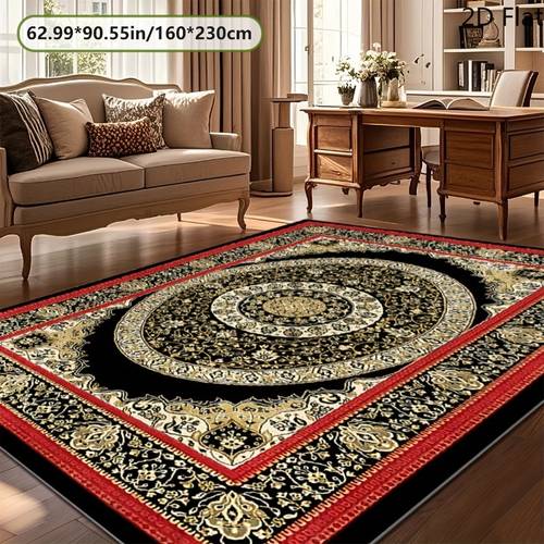1pc 2d flat geometric pattern velvet printed floor mat living room carpet rug area small carpet decor large carpet for living room living room home decor room decoration washable carpet