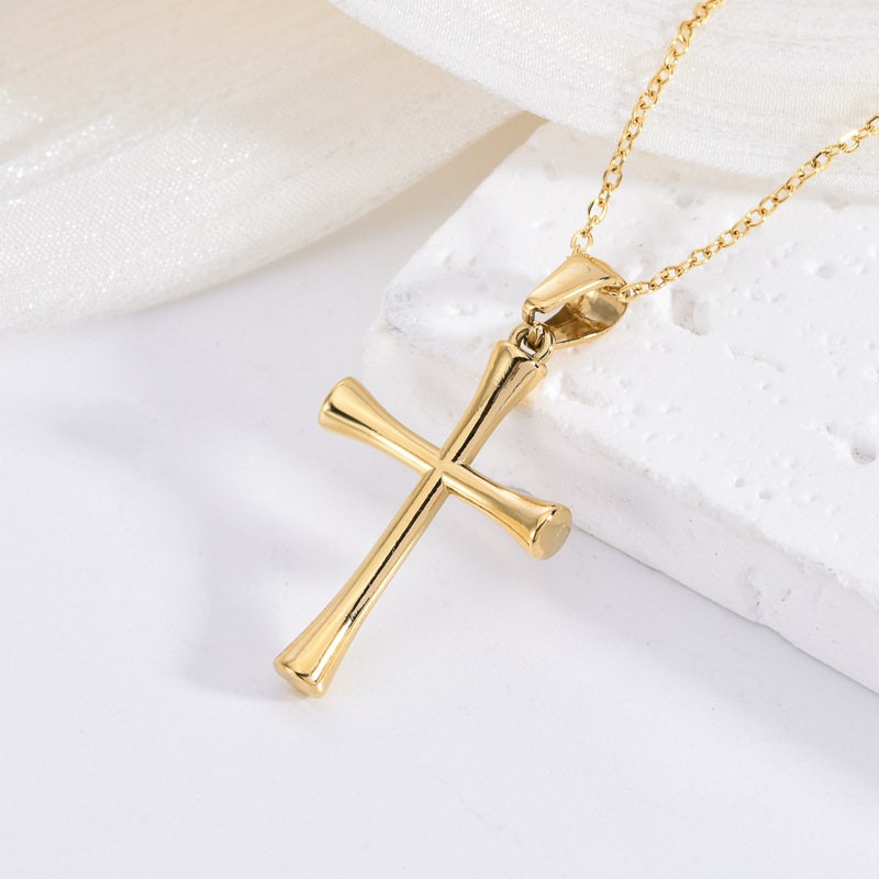 Unisex Solid Cross Pendant Necklace, Hypoallergenic Stainless Steel