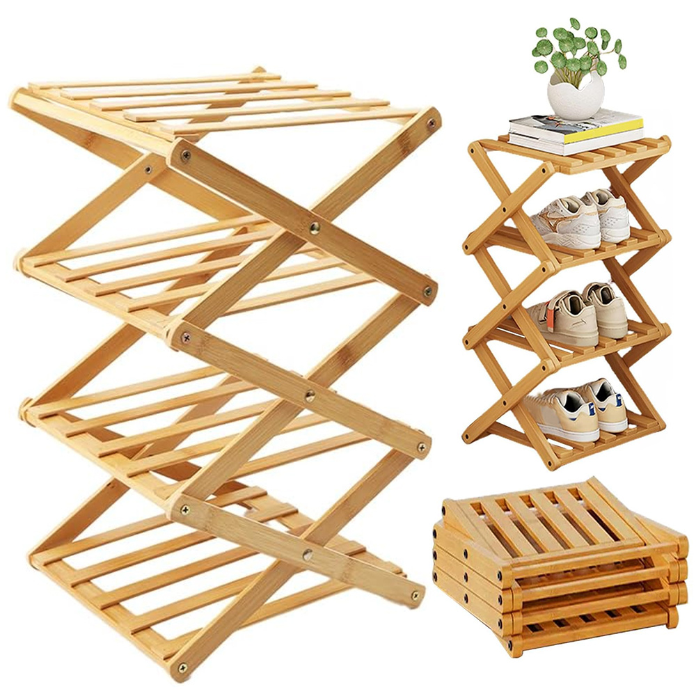 TEMU 4-layer Shoe Rack, Shoe Storage Tool, Tilted Design, For Home And Kitchen Supplies, Free Combination Of Storage Items, Layer Rack For Easy