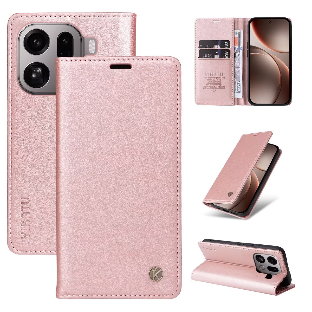 TEMU Phone Case - Oppo Findx9 Solid Color Minimalist Flip Phone Case, Fully Protective For X9pro, Suitable For Men And Women
