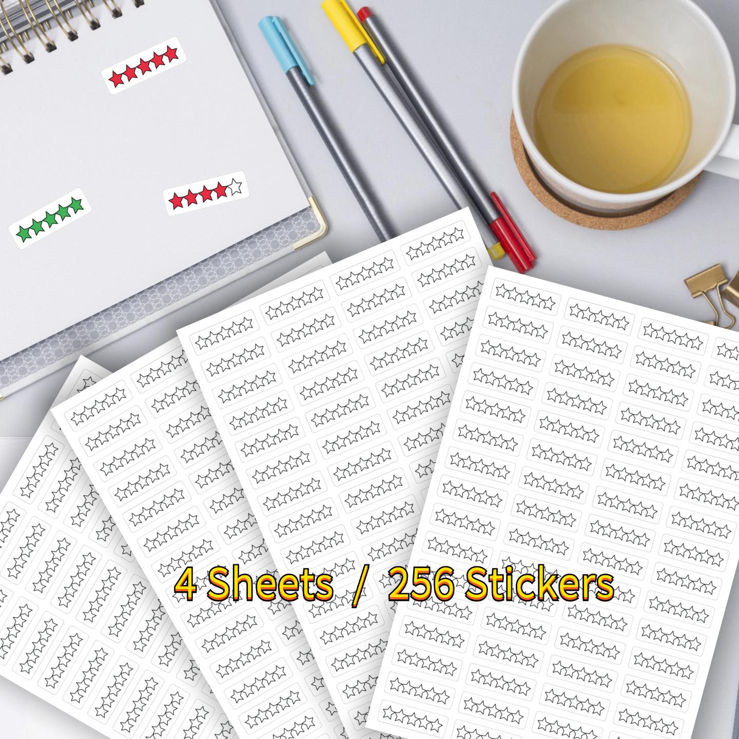 TEMU 4 Sheets/256 Stickers Blank Star Rating Stickers, Suitable For Books And Movies, Feelings Rating, Experience Review Stickers, Stickers, Party Decorations And Supplies