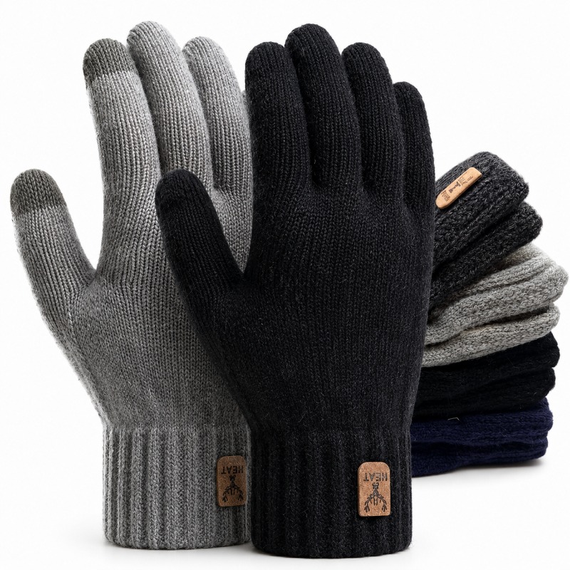 Fleece-Lined Thickened Alpaca Touchscreen Gloves