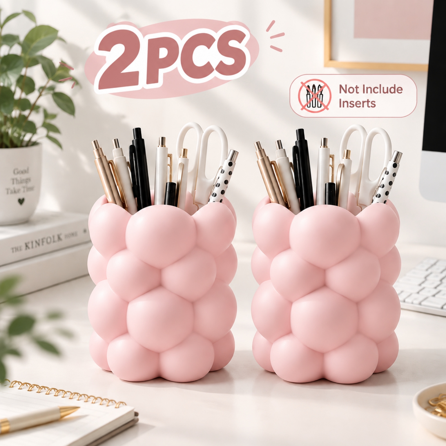 TEMU 2pcs Porte-Pinceaux de Cosmétique de Nuage et Organisateur de Bureau, Organisateur de Coiffeuse Esthétique, Gobelet de Rangement pour Pinceaux
