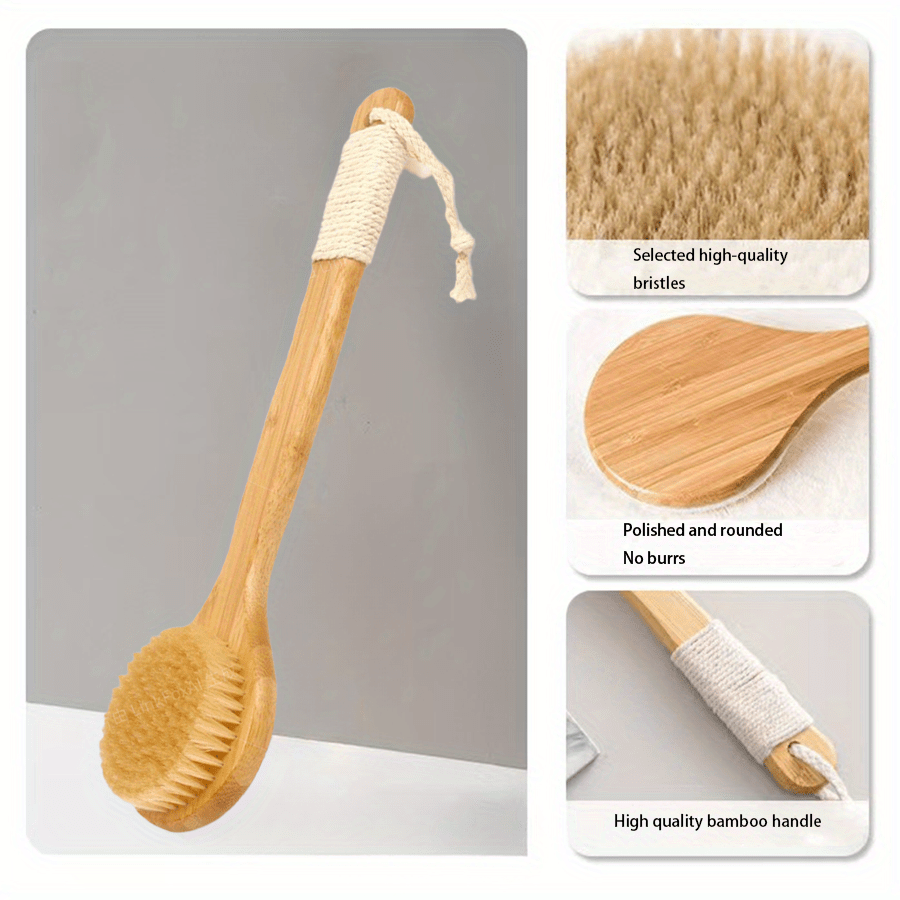 1pc heavy duty shower body brush with long handle deep cleansing exfoliating bath brush firm bristles for back legs feet non   for dry or wet use ideal for   bathroom essentials     scrubber   products Product details 4