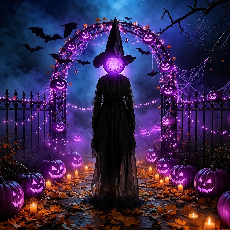 TEMU Strega LED Intelligente con a Luce | Luce LED da Esterno Strega e di Halloween | Decorazione di Halloween Strega Luminosa per Esterno/Interno,