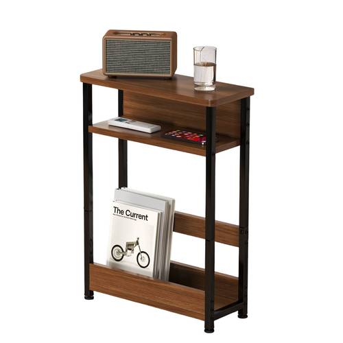 photo de l'article table de chevet industrielle moderne à 3 niveaux avec étagère de rangement et porte-revues - meuble en bois compact et de place pour , à , idéal pour chambre, dortoir - meuble multifonctionnel