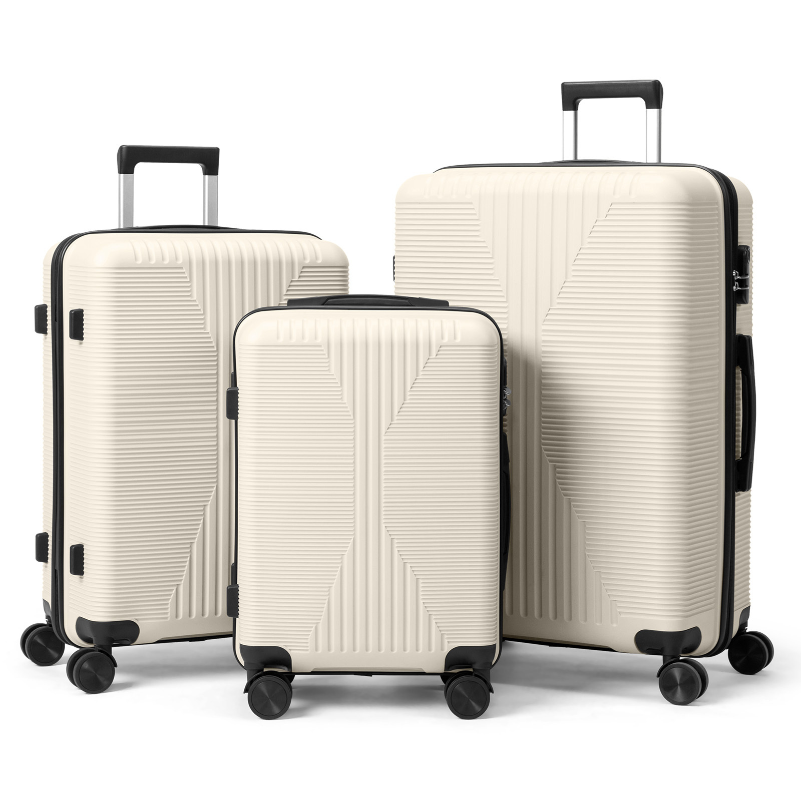 Image of Lightweight Pp Hard Shell 3pcs Luggage Set (20/24/28 Inch), Durable Suitcases With Wheels, Carry-on & Checked Bags For Travel
