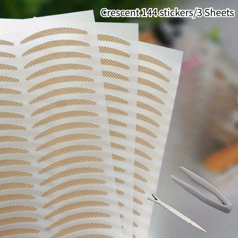 144/480/960pcs Crescent Shaped Double Eyelid Patches, With Double Eyelid That Like A Mother' Beige. Curve Perfectly Fits, Leaving Of Natural . Invisible Support For The , With Fork And
