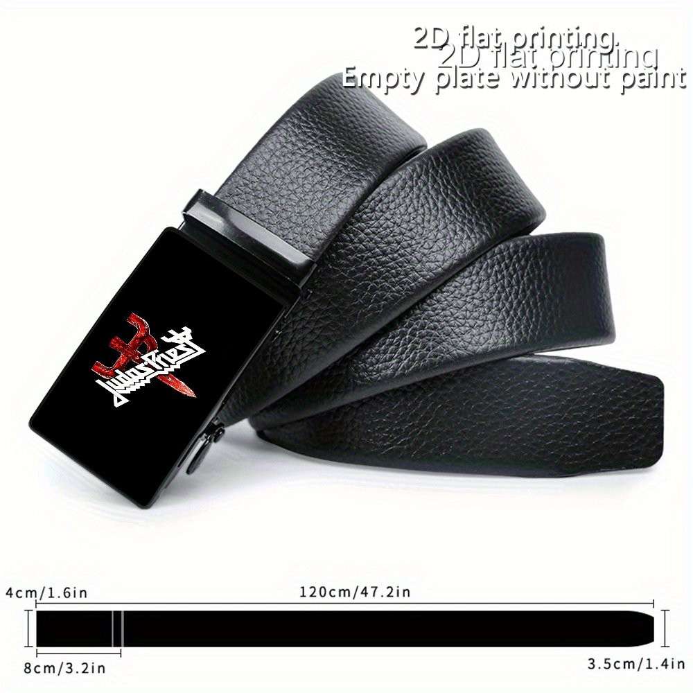 TEMU A Unique Piece That Combines Trendy Fashion With Rock-style Art Design - An Adjustable Sliding Belt For Men, A Stylish Business Wide Belt,