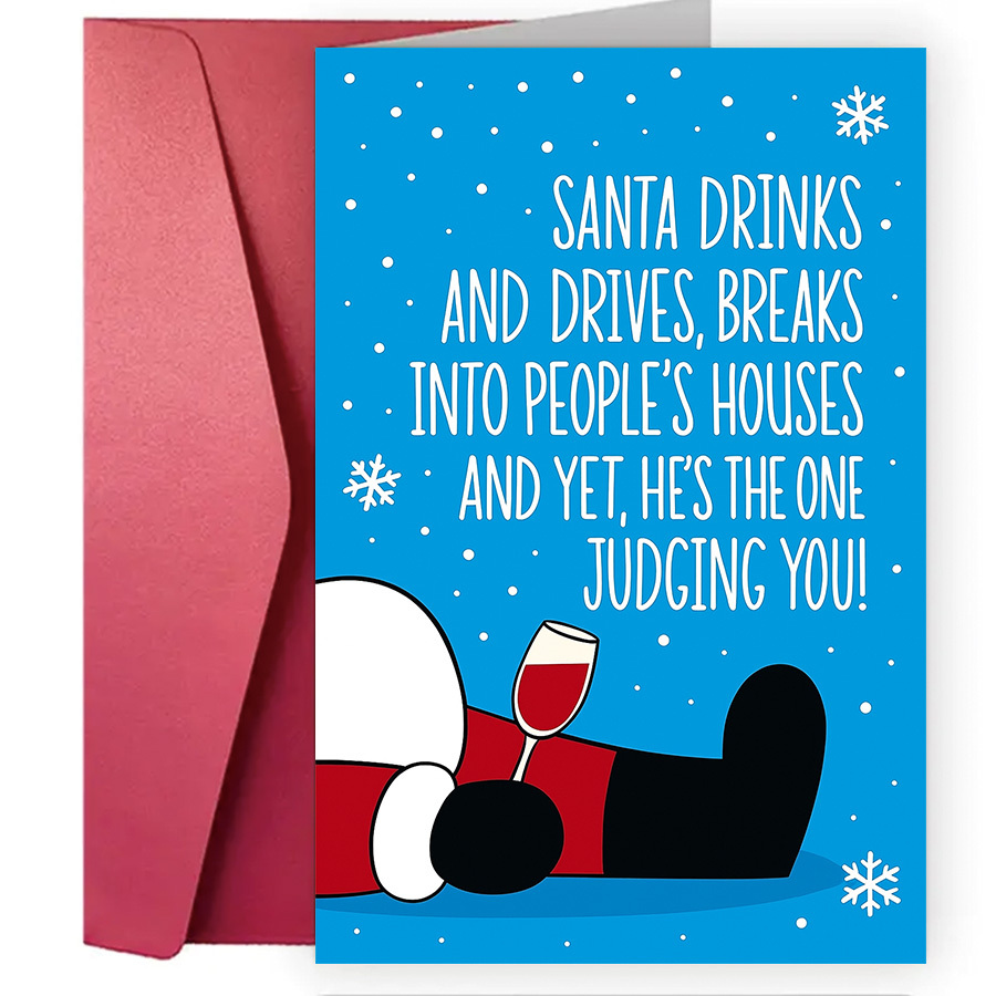 TEMU A Single-sided Humorous And Satirical Christmas Card, Perfect For Holiday Parties Or Informal Gatherings. It's An Enjoy A Good Laugh And Clever