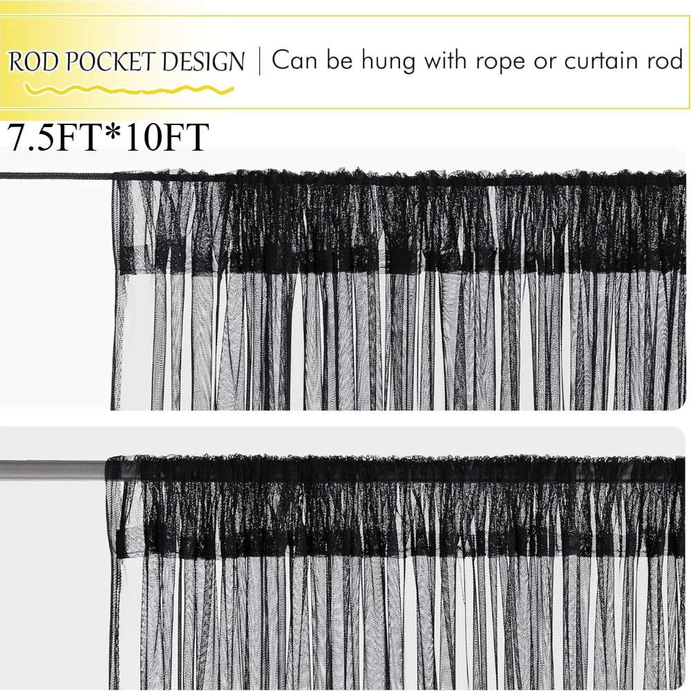 Image of 7.5ft X 6.5ft/7.5ft X 10ft Patio Balcony Net, Outdoor Gazebo Curtain Rod Insect-proof Breathable Mesh Screen