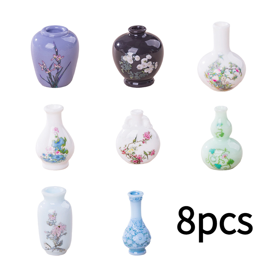 TEMU 8pcs Mini Vase For Garden Micro Landscape Decor Retro Small Ornament Advanced Sense Unique Desktop Decoration Additions