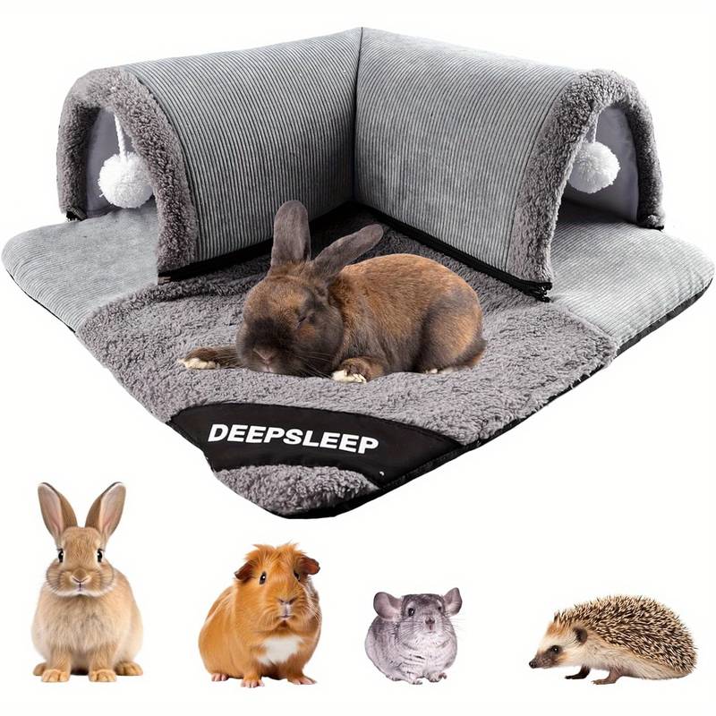 Hamac Cachette Pour Cochon D'Inde, Hamster, Chinchilla - 2 Pièces Lavables, Transformable En Tunnel Ou Tapis