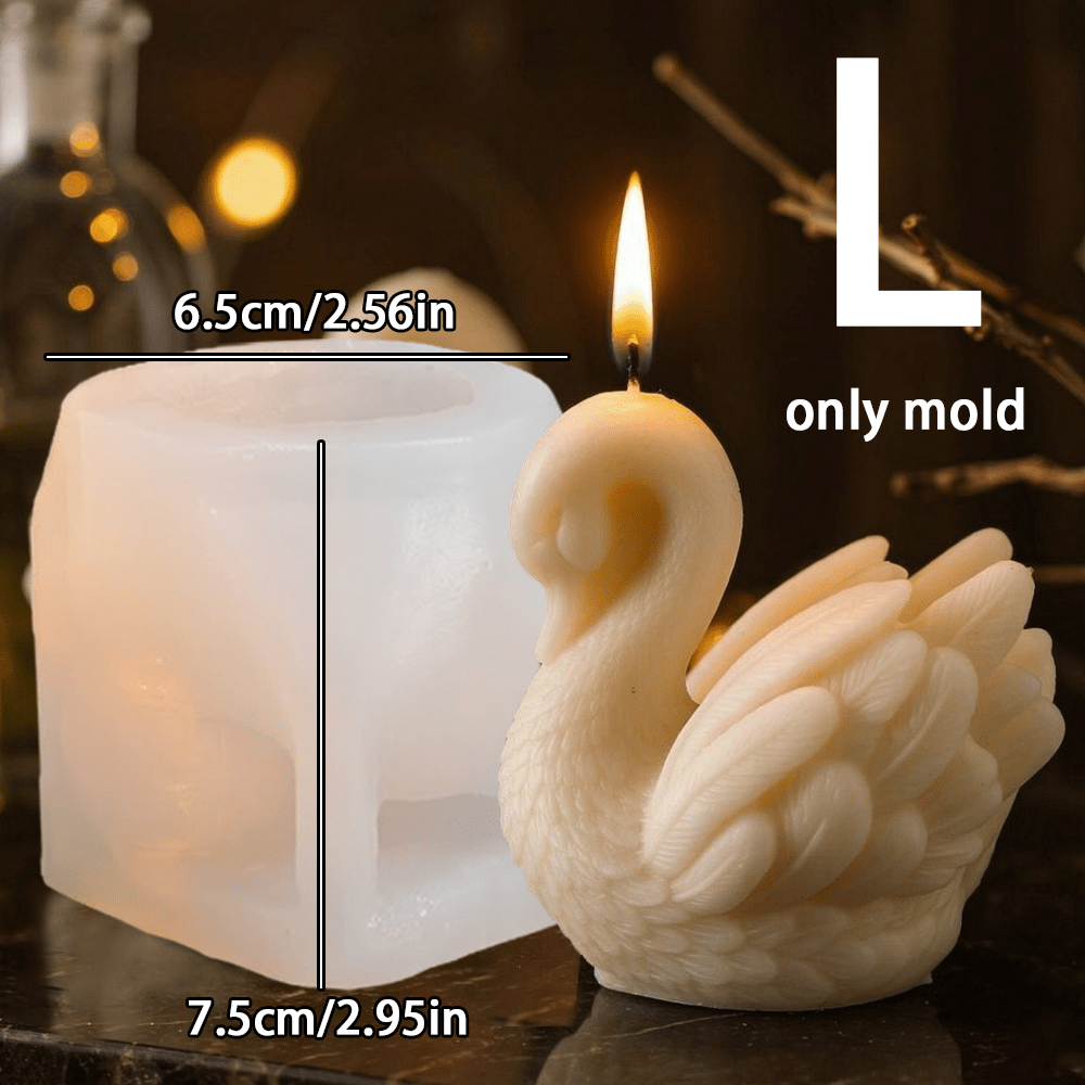 TEMU Elegant Swan Candle Silicone Mold Feather 3d Animal Figurine Mold For Stone Wedding Table Decor Anniversary Scented Craft Bridal Shower Wedding