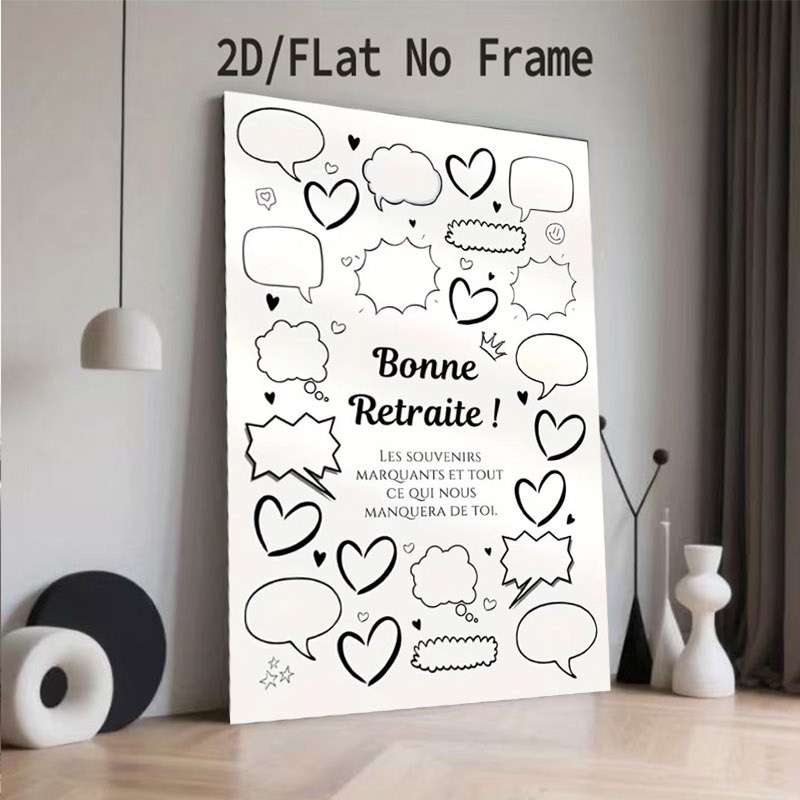 TEMU Affiche sur toile plate 2D, 2D Plate, Un 2D Plate, cadre, sur le thème de française " Retraite!" - Parfait pour les décorations de fête de