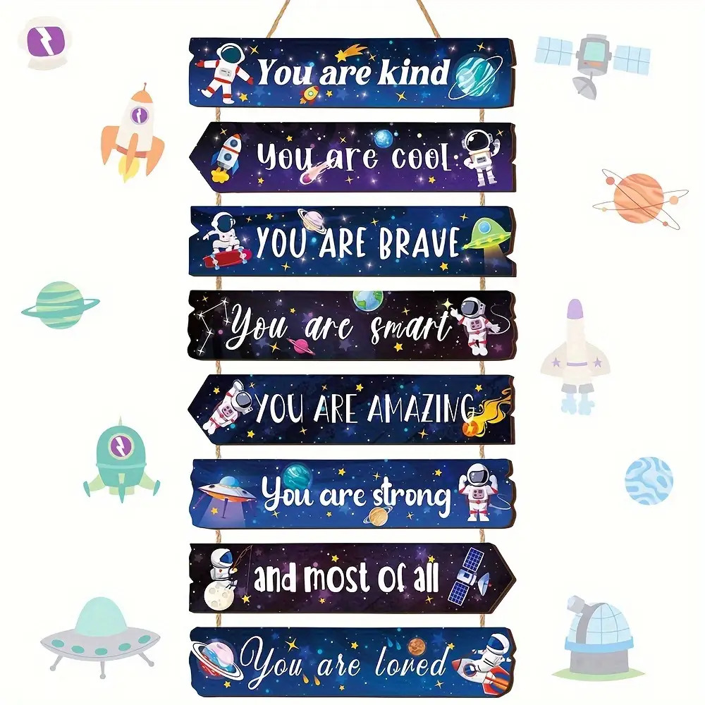 TEMU 1 Ensemble d'art mural en bois sur le thème de avec des citations inspirantes - "Vous êtes , cool, courageux, intelligent, incroyable, fort et "
