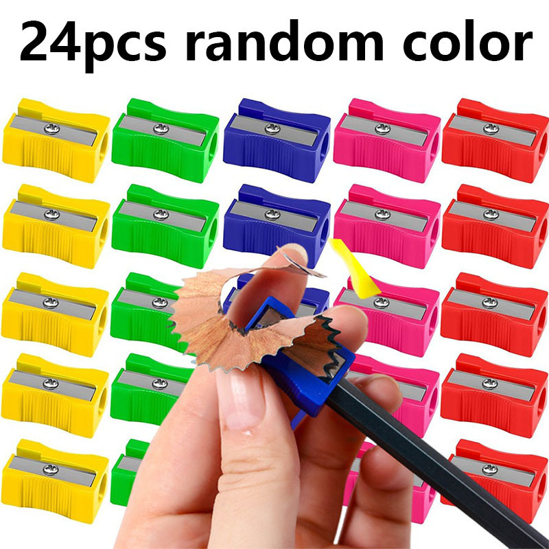 TEMU 24pcs Random Color Pencil Sharpeners - Colorful Mini Handheld Pencil Sharpener, Small Manual Pencil Sharpeners For School Classroom Home Office
