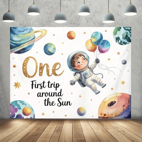 1pc for galaxy themed backdrop banner trip around the with astronaut planets durable indoor outdoor party decor for birthdays events festivals and themed parties space party decorations