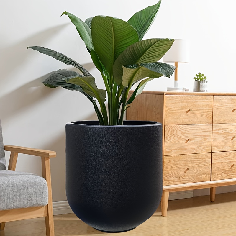 1 Nordic Modern Thickened Resin Large Flower Pot with Straight Round Design, All-Weather Lightweight and Durable Wine Glass Style, Smooth Surface with Drainage Hole, Suitable for Indoor/Outdoor Artificial Plants and Greenery | Perfect for Living Room
