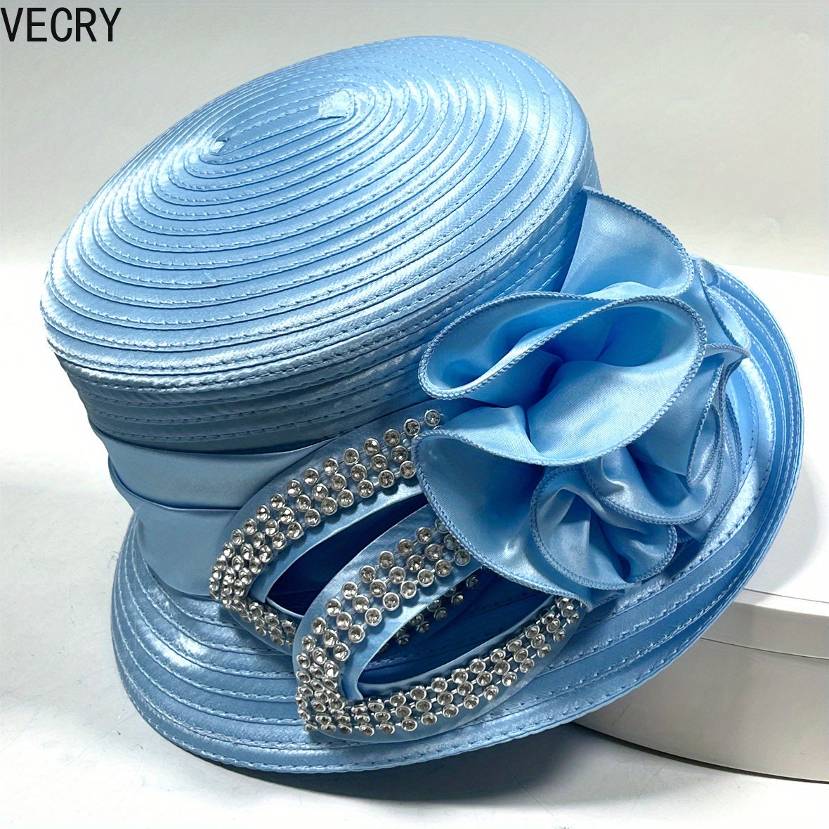 Adjustable Satin Fascinator Hat for Church Wedding Tea Party Derby Events VECRY Womens Church Baptism Wedding Hat Tea Party Derby  main image 3