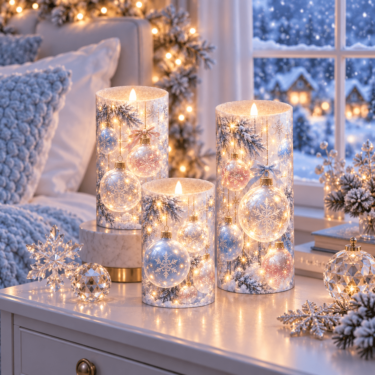 TEMU Flameless Led Candles 3pcs Set Flickering Candle Lights Christmas Decorative Candle Set For Home Decor Table Centerpiece Christmas Decorations