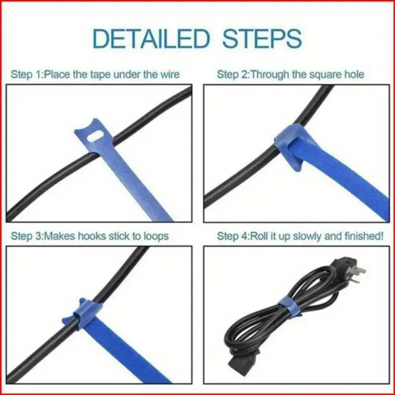15pcs Multi-Color Nylon Hook & Loop Cable Ties