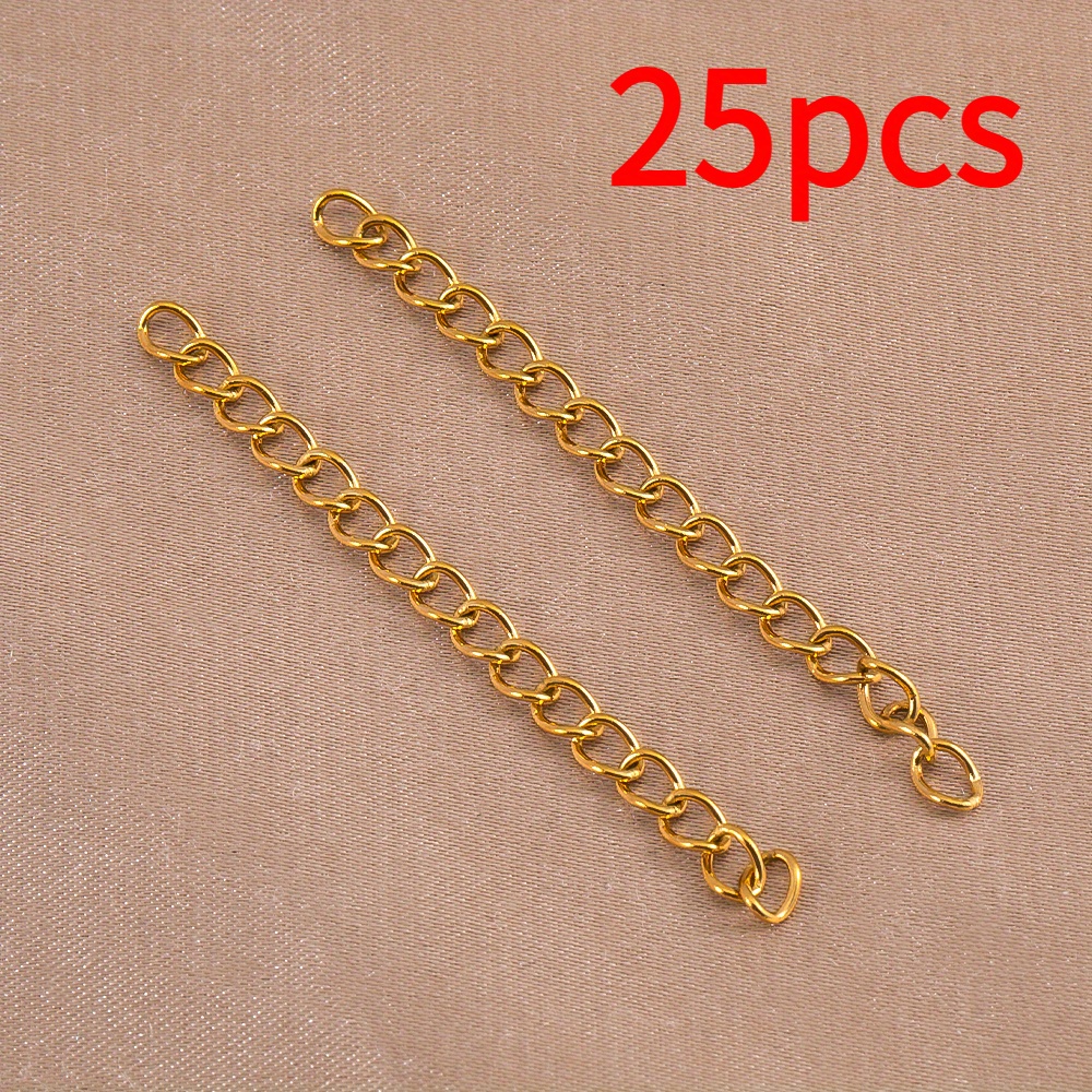 25pcs 5cm 304 Stainless Steel Extension Chain Tail Chain Practical Basic For Diy Necklace Bracelet Jewelry Homemade Chain Accessories