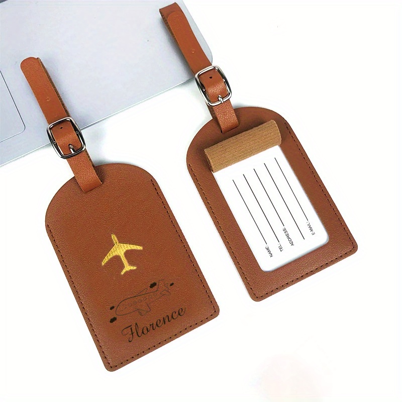 TEMU 1 pièce Étiquette de bagage personnalisée colorée avec nom et initiale, avec un joli motif d'avion, parfaite pour les , les déplacements et des