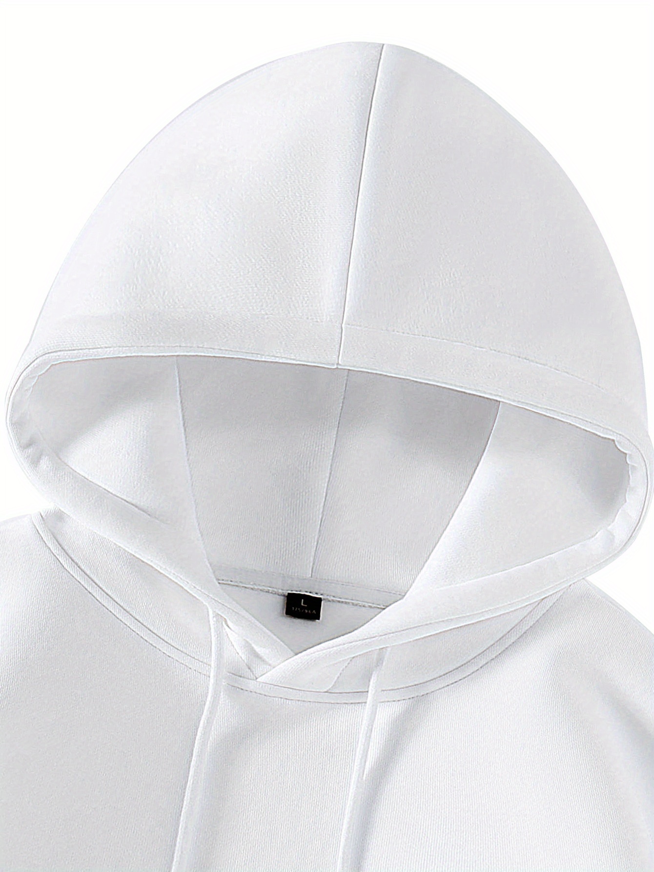 男士白色纯色连帽毛衣 - 极简主义纯色套头毛衣，光滑质感，柔软针织般触感，可机洗，春秋叠穿必备，休闲与半正式穿着，无扣/拉链设计 - 长袖常规版型，光滑质感，适合叠穿，宽松版型，适合春秋季节，白色，极简设计, 男士运动衫,男士连帽衫 2