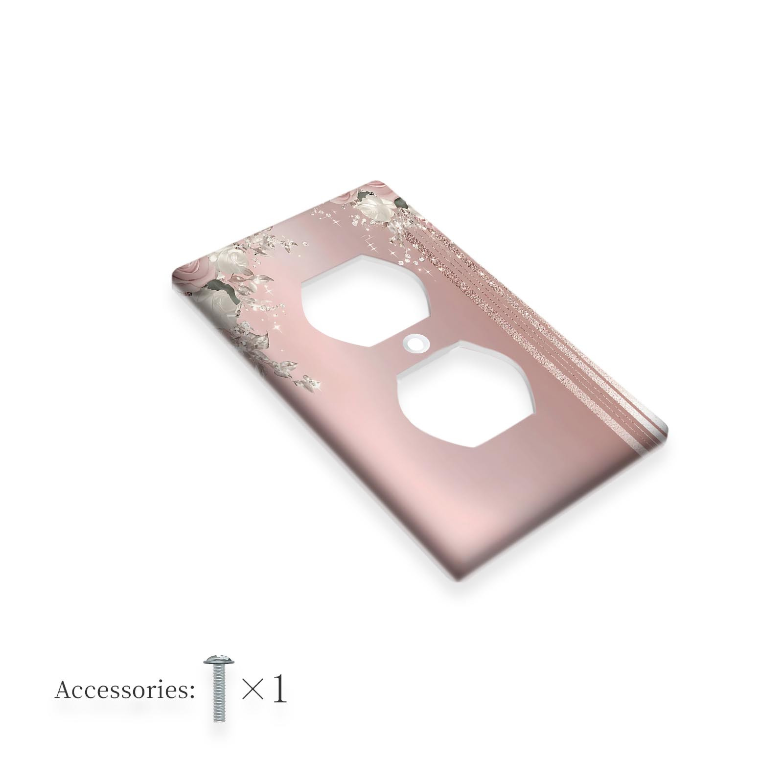 TEMU 1pc 1gang/2gang Glittering Diamond Pink Shiny Drip Decorator Polycarbonate Thermoplastic Printed Decorative Wall Plate Graphics Wallplates Light