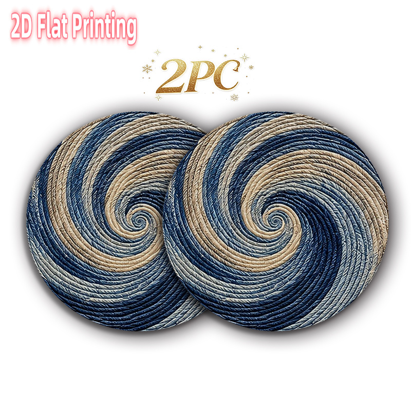 TEMU 2d Flat Spiral Cord Print Blue Themed Placemats, 2pcs Or 4pcs Or 6pcs - Perfect For Kitchen Dining Wedding Party Christmas Halloween Decor, And