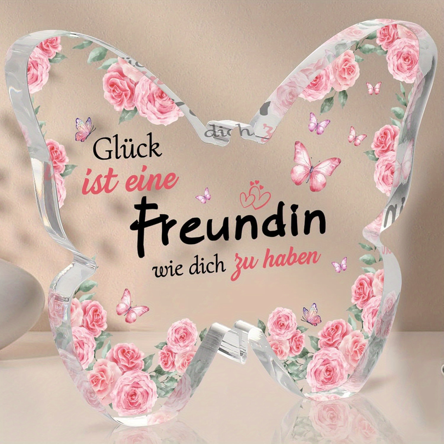 E-shop 2D Flach, Blumuze Geschenke für Freundin, Schmetterling Acryl Dekoratives Schild Geschenke für die Freundin, Geburtstagsgeschenke für Freundin,