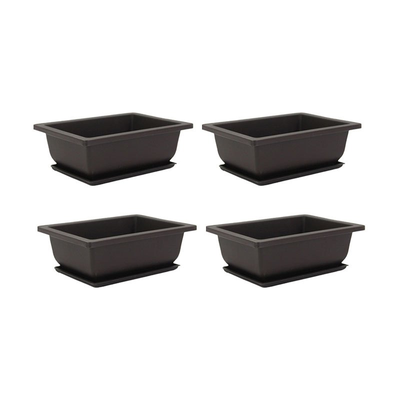 TEMU Ensemble de 8 pièces : 4 pots de fleurs + 4 soucoupes, pots à bonsaï rectangulaires épaissis, pots d'entraînement à bonsaï en plastique, pots de