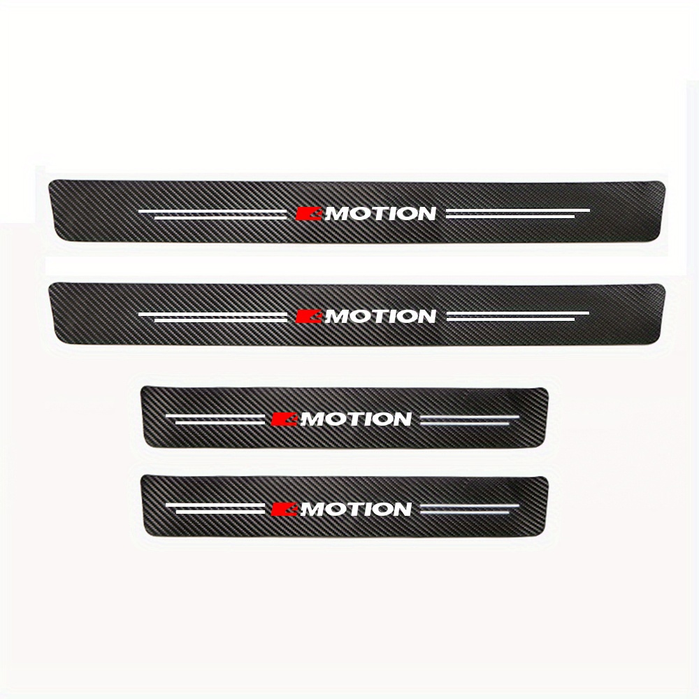 Image of 4pcs Universal Faux Leather Car Door Edge Strips, Carbon Fiber Pattern Decorative Pedal Covers, Suitable For Vw 4motion, Anti-slip , Fits Most Cars, Suvs, Trucks - High- Additions, Door Protector
