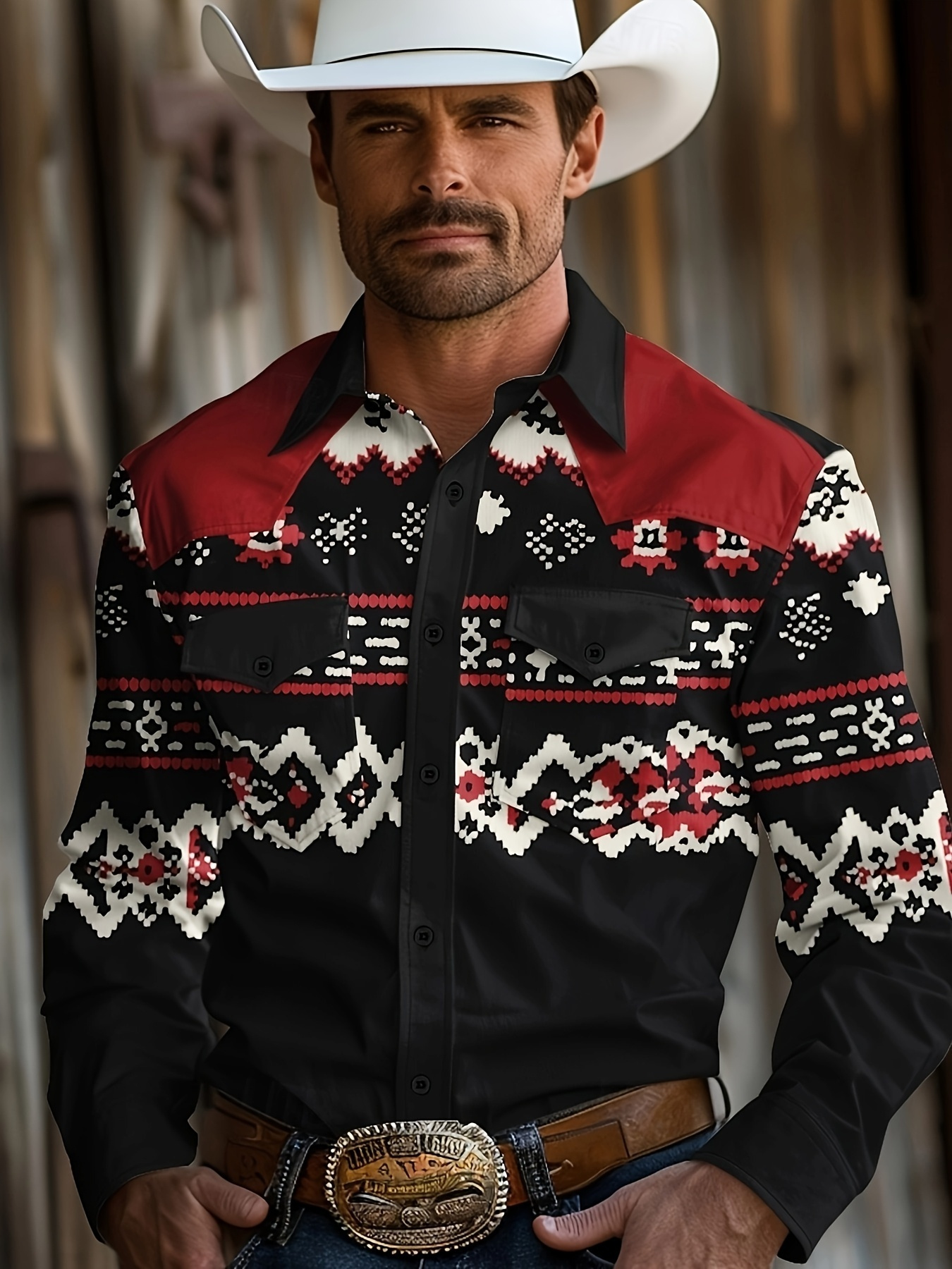 Camisa Vaqueros Negro Hombre Camisa Vaquero Hombre Estampado