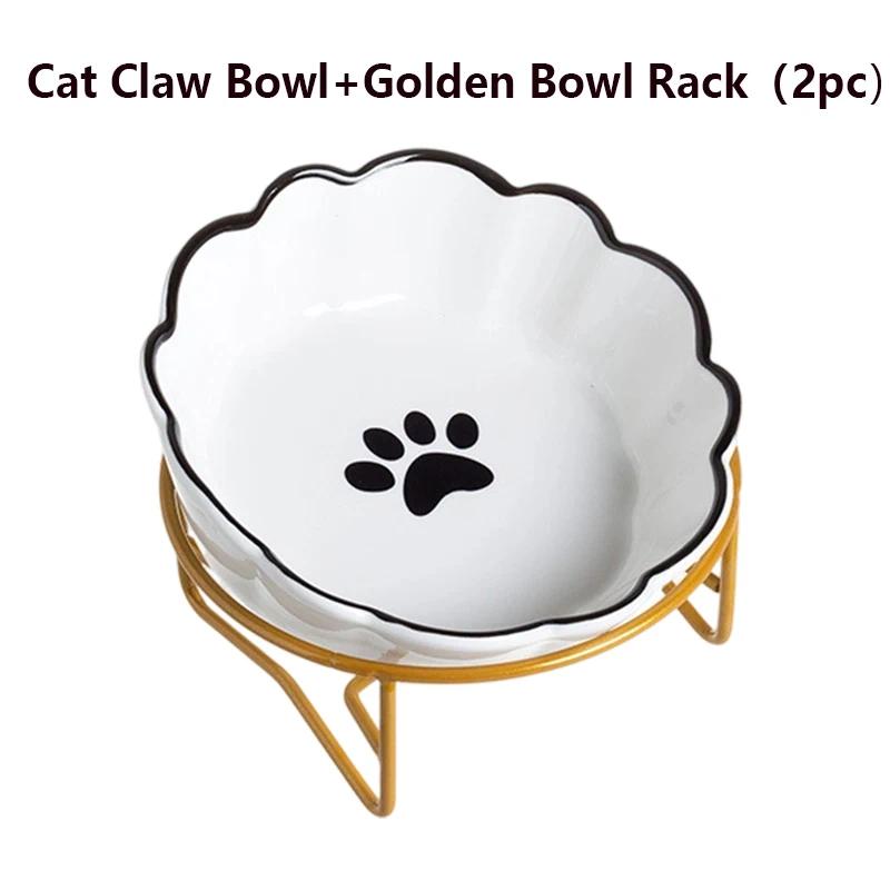 Image of 2pcs Wavy Edge Printed Pet Bowls Ceramic Dogs Cats Food Water Bowls Outdoor Feeding Drinking Pet Supplies Accessories