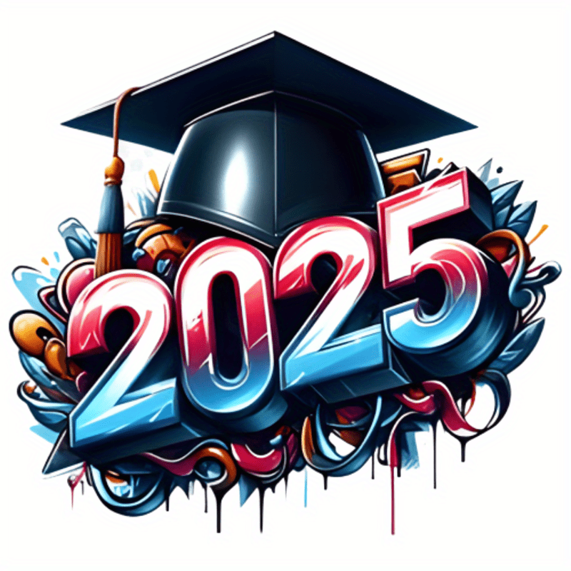 

1pc 2025 Graduation Heat Transfer Sticker, Mixed Color Polyurethane Diy Decal For Clothing, Bags, Pillows - One-piece Christmas Print