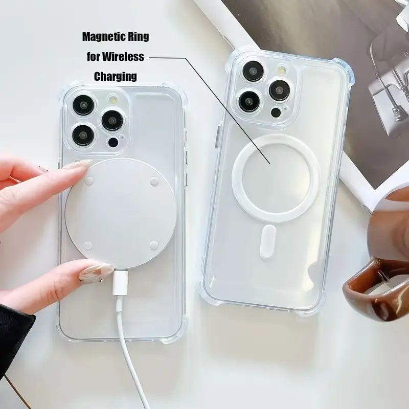 Phone Case - Transparent Magnetic Anti-Drop Four-Corner Phone Case for Iphone 12 13 14 15 16, for Iphone 12 13 14 15 16Pro, for Iphone 12 13 14 15 16Promax, Easy And Convenient Bright Phone Case