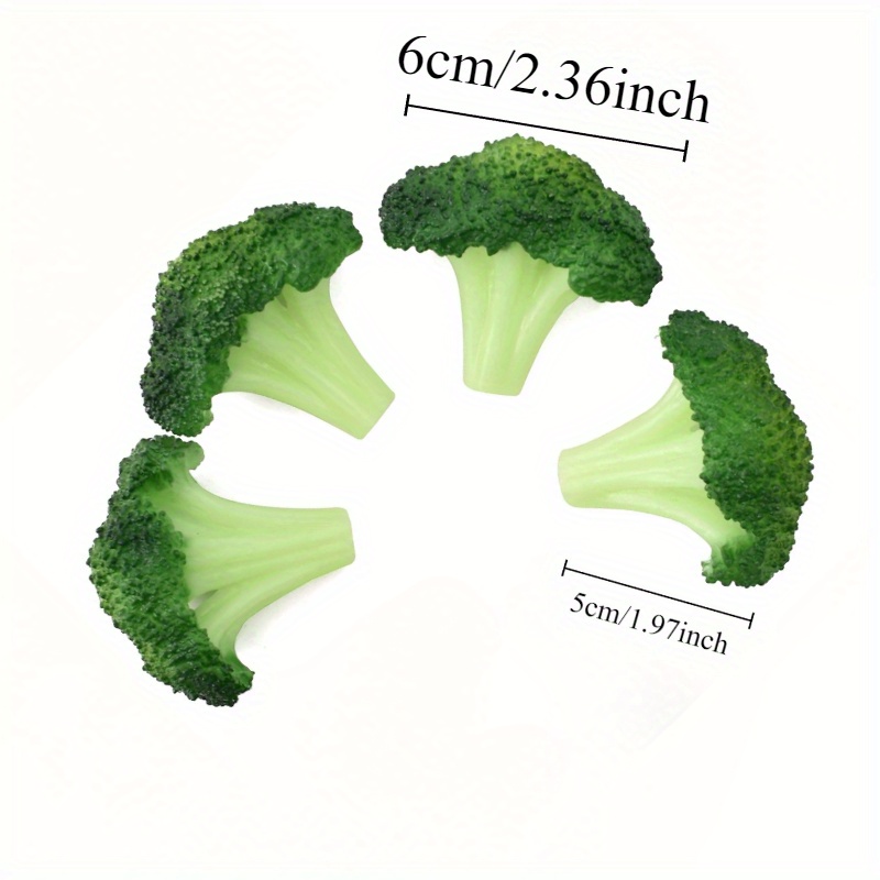 TEMU 4pcs Realistic Artificial Broccoli Slices - Plastic Simulation Vegetables For Kitchen, Party, Pub, And Cabinet Decoration - Durable &