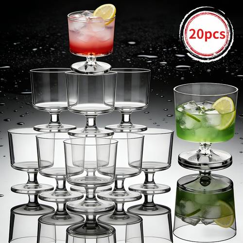 item picture 20pcs cocktail glasses wine glasses goblets flutes reusable party cups beer mugs suitable for bars weddings beach parties anniversaries birthday or business meetings premium elegant tableware