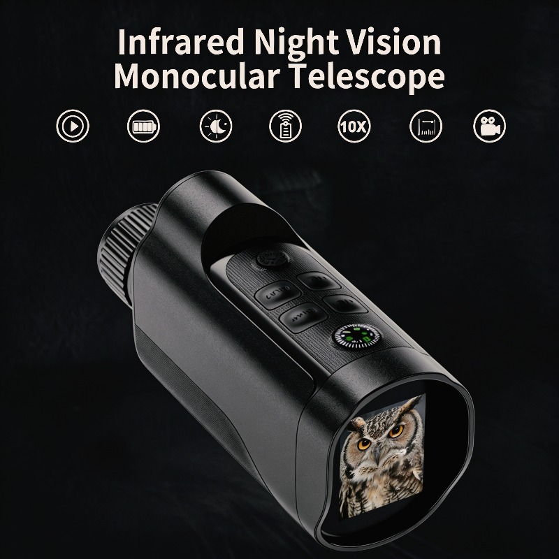 5W 1080P Digital Night Vision Monocular with 10X Zoom, 2" Screen, 2600 ft Range for Hunting and Security