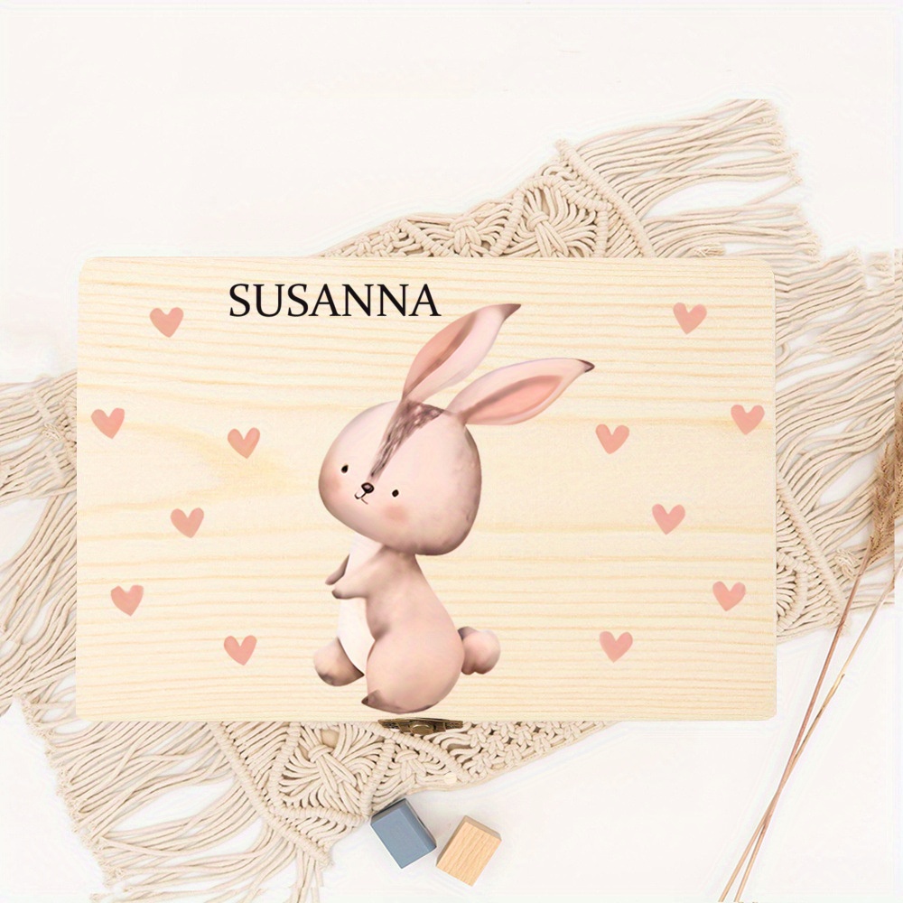 Personalized Baby Wooden Covered Storage Box for Newborns