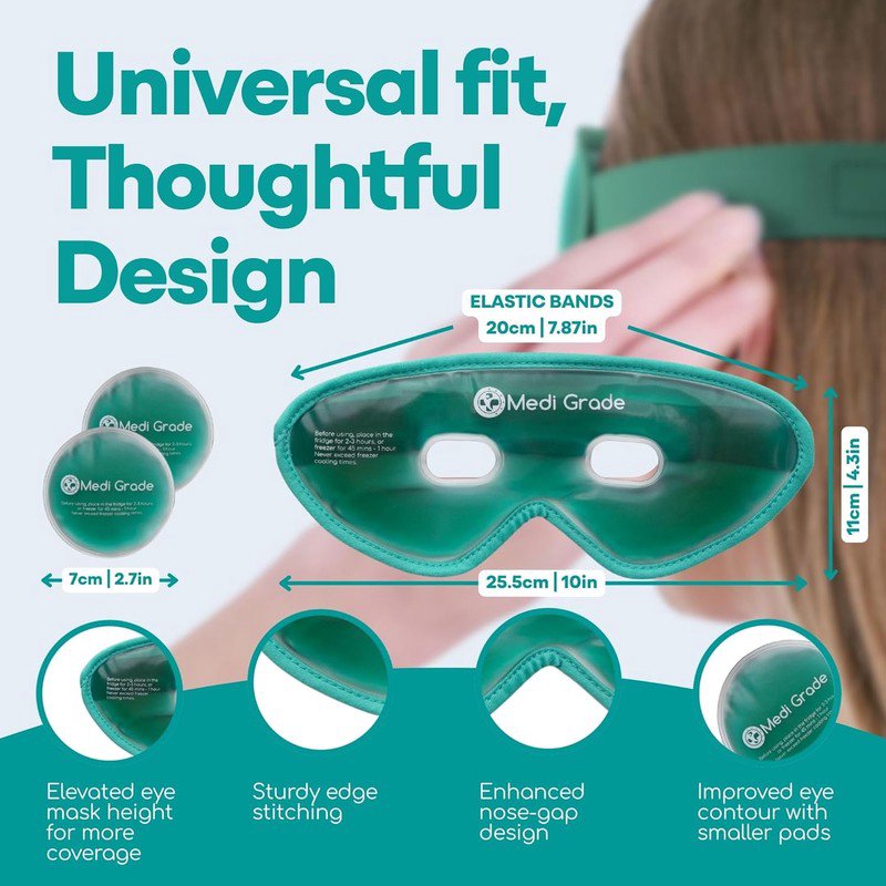 Cooling Eye Mask with Insulated Thermo-Bag & Gel Pads - Ice Cold for Puffy Eyes, Dark Circles, Wrinkles, Under-Eye Bags - Overnight & Morning/Evening Use - Soft Gel Mask for Sensitive Light, Dark Circle, Wrinkle - Long-Lasting Cold - No Fragrance