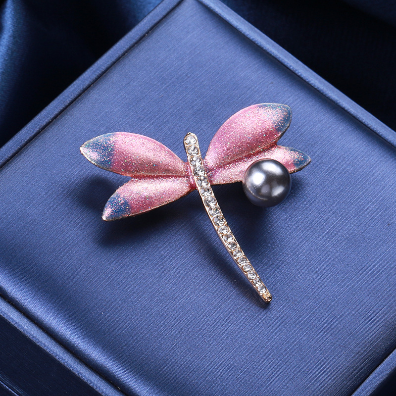 1pc elegant enamel dragonfly brooch pin with   pearl glittering animal shaped fashion accessory for women and men novelty simulation modeling badge details 7