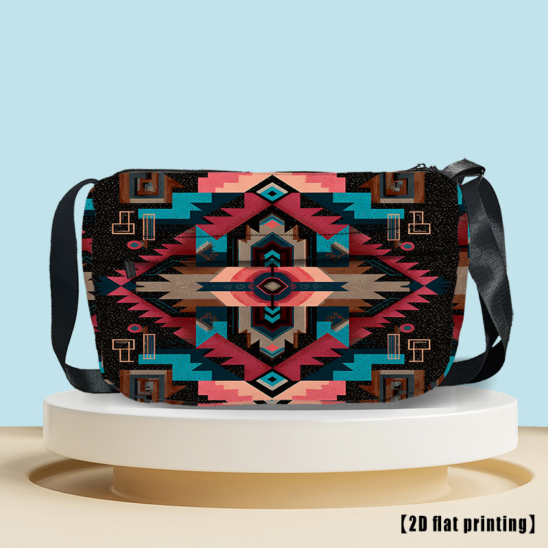 TEMU Sac Bandoulière Géométrique de Grand Volume Style pour Couples, Sacoche Unisexe à Motif , Sac à Bandoulière pour Voyage, Quotidiens, Shopping -
